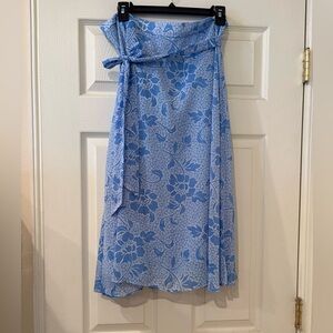Floral Blue Tea Length Skirt